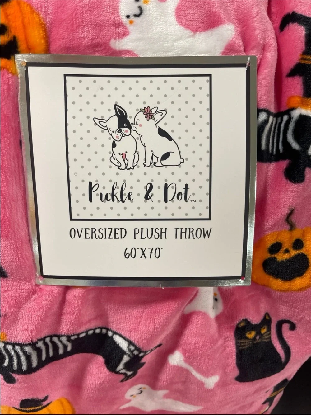 Halloween Dachshunds & Black Cats in Costumes Hot Pink Plush Blanket NWT 60x70